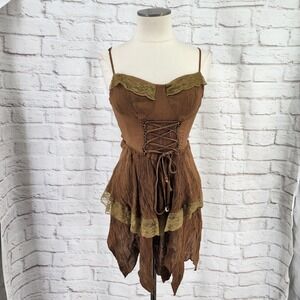 Shein Forest Fairy Dress Babydoll Small Laces Goblin Mori Crinkle Lace Medieval